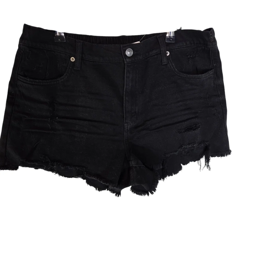 Aerie black distressed denim jean shorts new